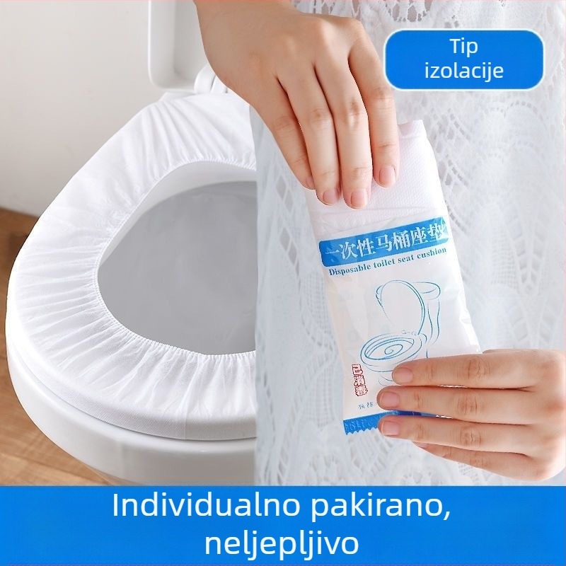 Jednokratni poklopac za WC s dvostrukim otiskom, vodootporan i otporan na prljavštinu, za putovanja i hotele