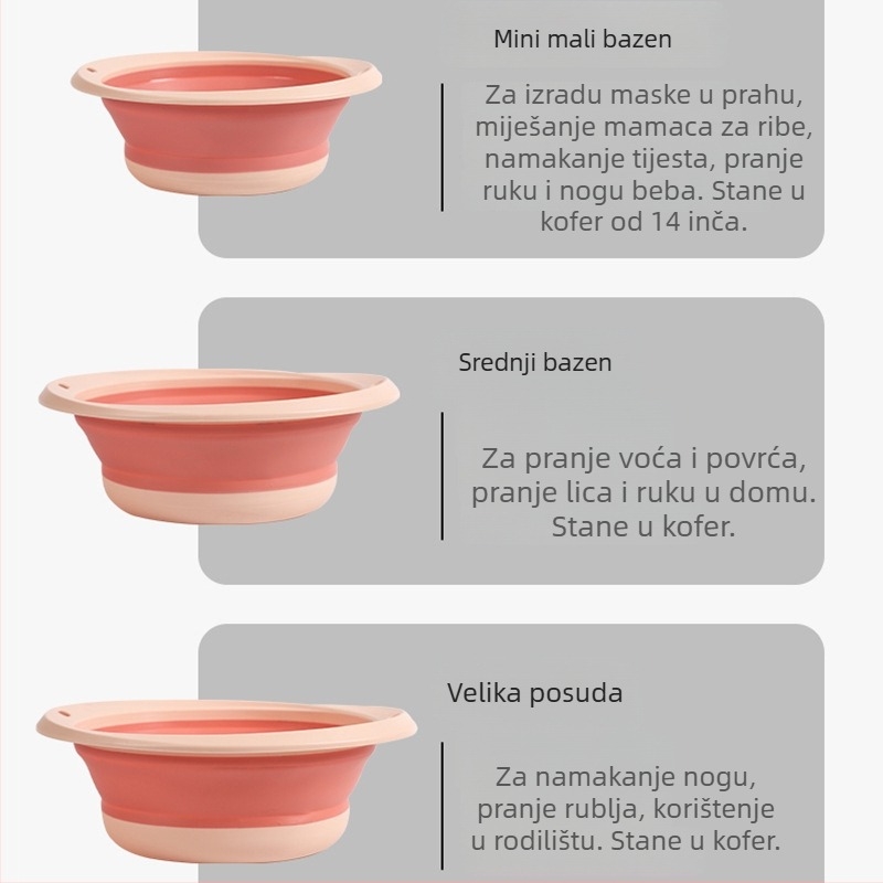Sklopiva plastična umivaonica za lice, kućna upotreba, viseći trodijelni set, za odrasle, posuda za dječje noge, za pranje povrća u kuhinji