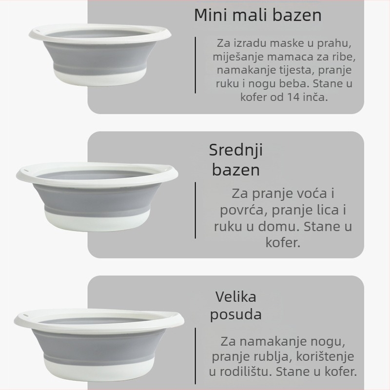 Sklopiva plastična umivaonica za lice, kućna upotreba, viseći trodijelni set, za odrasle, posuda za dječje noge, za pranje povrća u kuhinji