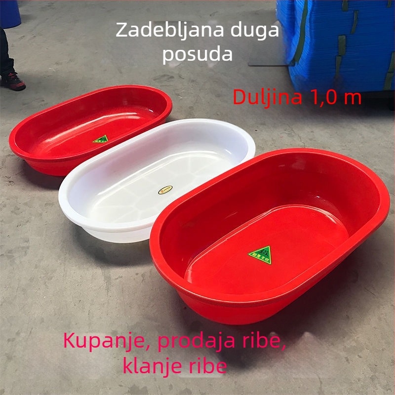 Veliki debeli plastični dugi ovalni spremnik za uzgoj jastoga, kupanje kućnih ljubimaca i pranje