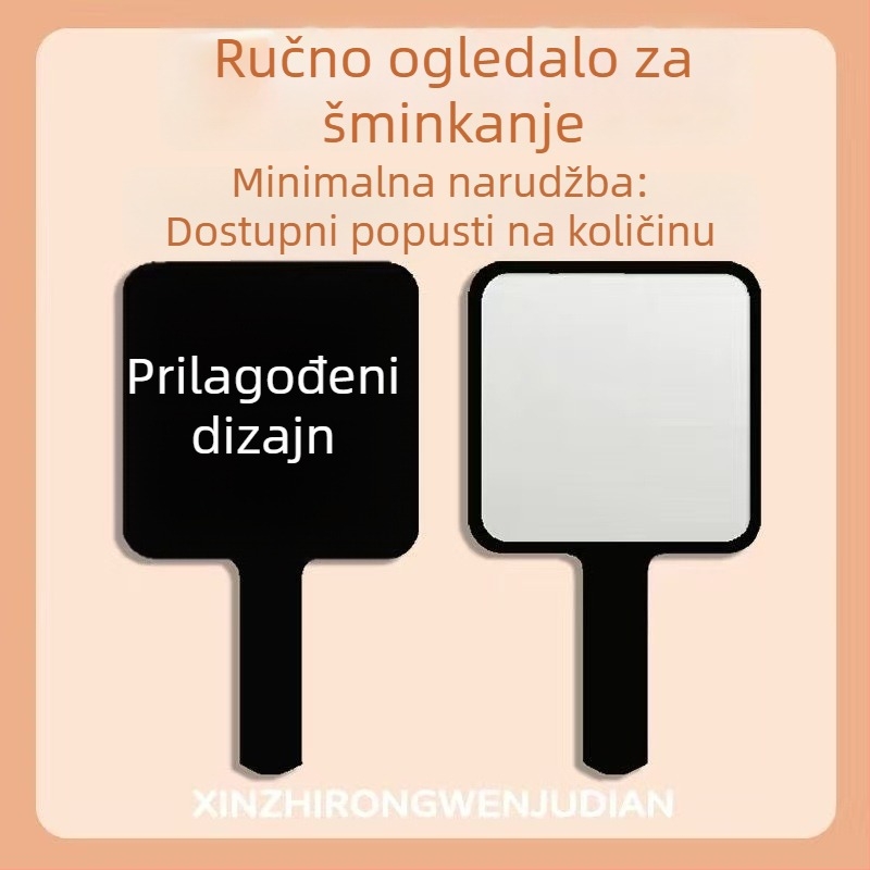 Minimalističko ručno ogledalo za šminkanje, prijenosno ogledalo za studente, kompaktno ogledalo s crnom drškom