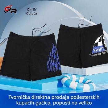 Muške plivačke šorts od poliestera – boxer-stil, plus veličina, konzervativan sportski kupaci kostim s otiskom