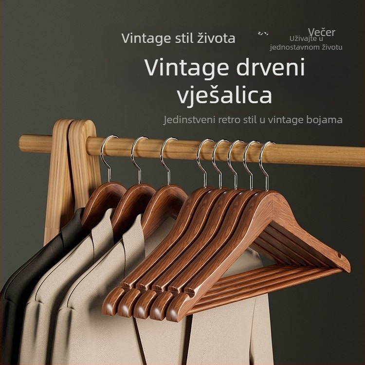 Čvrsta drvena vješalica za odjeću od bukovog drveta, za garderobu i kućnu uporabu
