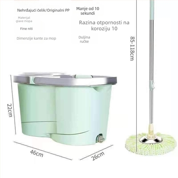 Rotirajući mop s kantom – set mop s automatskim cijeđenjem i odvodenom kantom