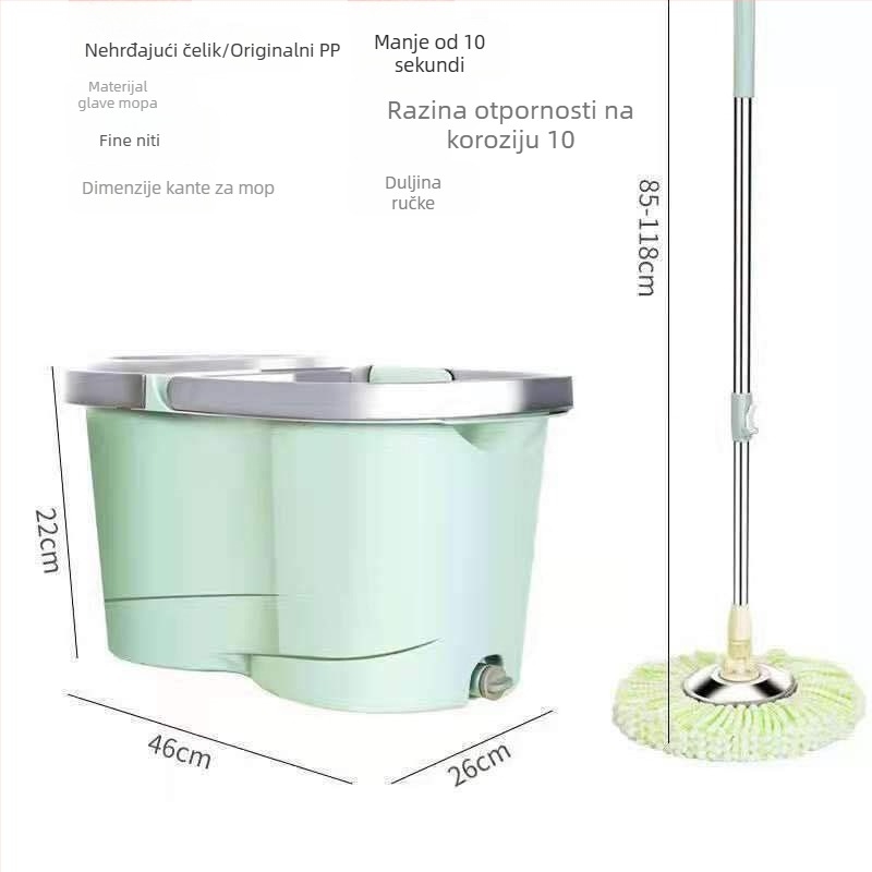 Rotirajući mop s kantom – set mop s automatskim cijeđenjem i odvodenom kantom