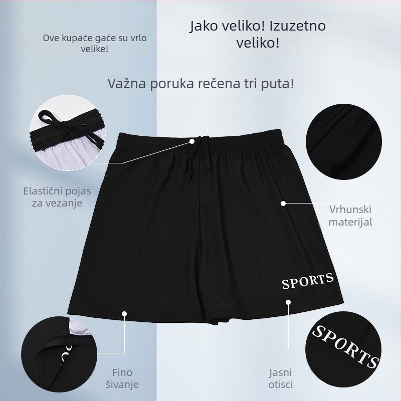 Muške kupaće hlače plus veličina, opuštenog kroja, udobne, brzo se suše