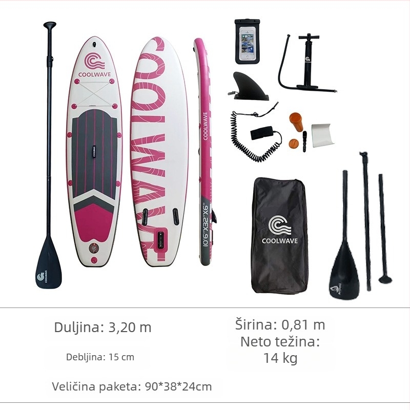 CoolWave SUP daska za stojenje, dvostruki EVA sloj, protuklizna površina, napuhana, višefunkcionalna