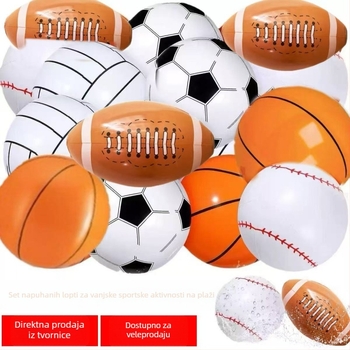 16-inčni set napuhnutih lopti: nogomet, baseball, rugby, košarka i plavaća plažna lopta