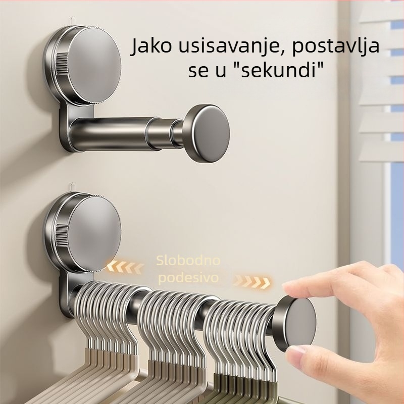 Teleskopska sušilica za odjeću s vakuumskim čašicama, za balkon i zid, bez bušenja, produživa, minimalistički dizajn
