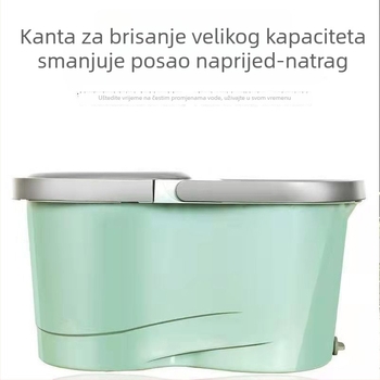 Kanta za mop s kotačićima i dvostrukim pogonom, okretni mehanizam od nehrđajućeg čelika, za mokro i suho korištenje, ručno pranje