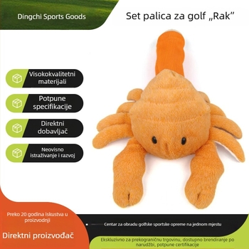 Plišano zaštitno kućište za glavu golf palice u obliku raka, otporno na ogrebotine i habanje, univerzalna veličina