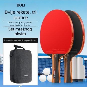Boli T09 Set stolnotenisa: Dvije reketa, tri lopte i mrežni okvir; profesionalne rekete od masivnog drveta s čvrstim kućištem i platnenom navlakom