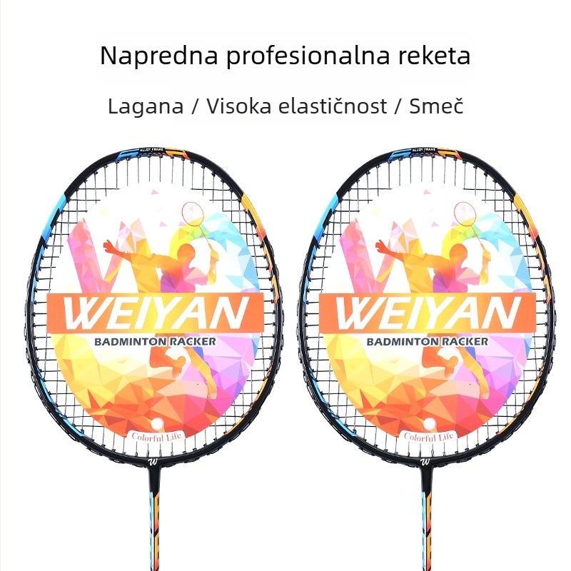 Set od dvije badminton rekete od karbonskih vlakana, ultralagani