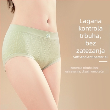 Ženske gaćice bez šavova za plus veličinu, elastične, antibakterijske, srednji pojas, prozračne, oblikovanje trbuha, podizanje zadnjice