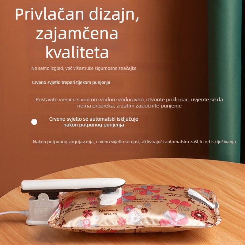 Električna vrećica za vruću vodu, punjiva, otporna na eksplozije, grijač za ruke i trbuh, pogodna za korištenje u krevetu