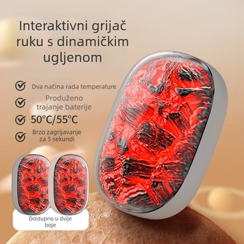 Punjivi grijač za ruke, 2-u-1, s dinamičkim ambijentalnim svjetlom koje oponaša plamen ugljena