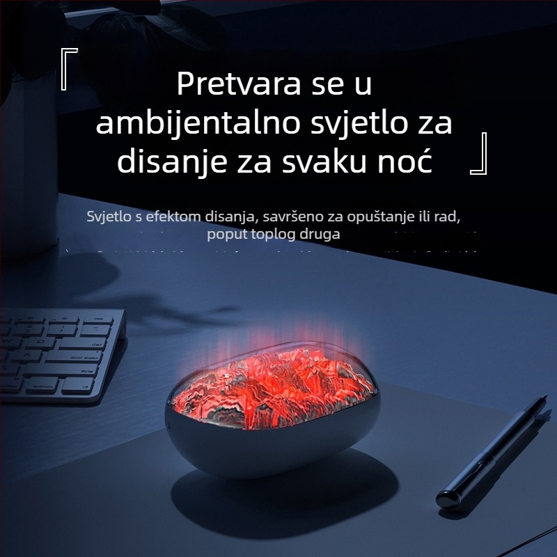 Punjivi grijač za ruke, 2-u-1, s dinamičkim ambijentalnim svjetlom koje oponaša plamen ugljena