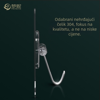 Mengni Zidna kuka od nehrđajućeg čelika s usisnom kapom, bez bušenja, nosivost do 5 kg, moderan dizajn, jedna kuka