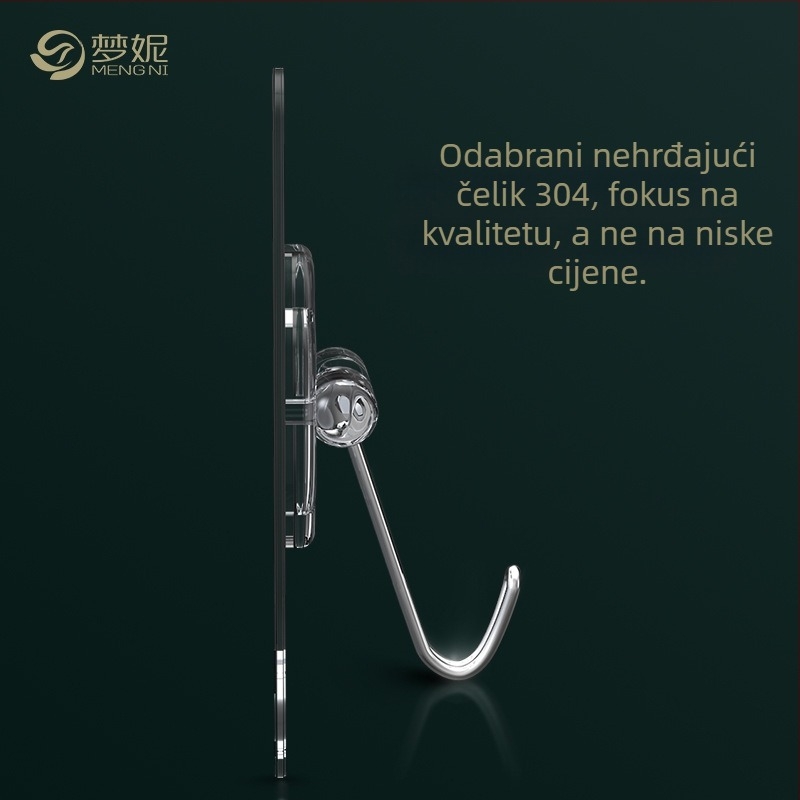 Mengni Zidna kuka od nehrđajućeg čelika s usisnom kapom, bez bušenja, nosivost do 5 kg, moderan dizajn, jedna kuka