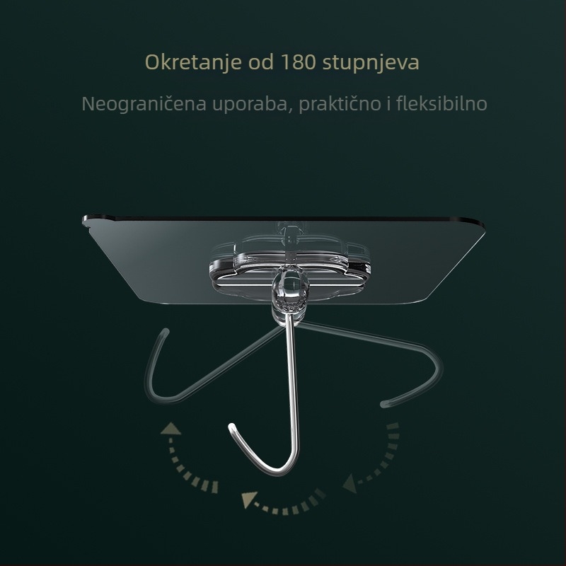 Mengni Zidna kuka od nehrđajućeg čelika s usisnom kapom, bez bušenja, nosivost do 5 kg, moderan dizajn, jedna kuka
