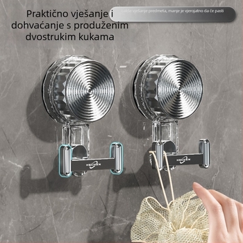 Dvostruka kuka za zid za kupaonice i kuhinje – ručnici, vrata i ključevi, bez bušenja, elektroplatirano
