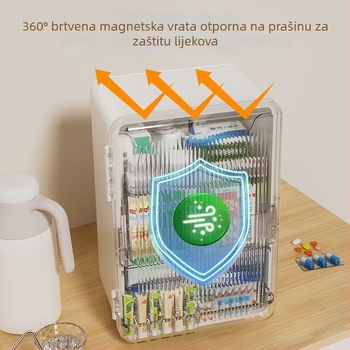 Sklopiva kutija za lijekove s više pretinaca, prozirna kutija za skladištenje velikog kapaciteta za kućnu upotrebu