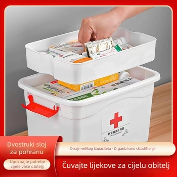 Prijenosni veliki plastični komplet prve pomoći s četiri pretinca