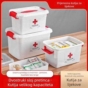 Prijenosni veliki plastični komplet prve pomoći s četiri pretinca