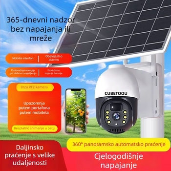 Solarna 4G nadzorna kamera, vodootporna, za vanjske voćnjake, 360°