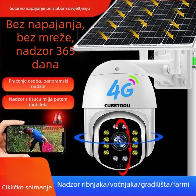 Solarna 4G nadzorna kamera, vodootporna, za vanjske voćnjake, 360°