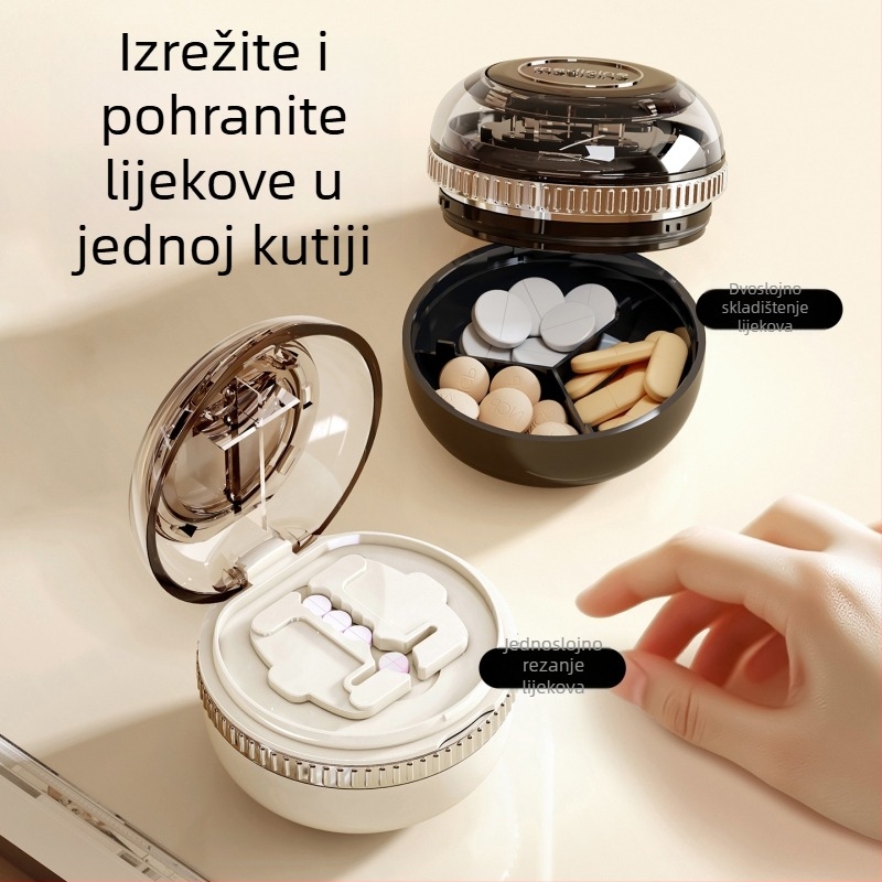 Kutija za tablete s preciznim dijeliteljem, prijenosna kutija od nehrđajućeg čelika za lijekove s 3 odjeljka