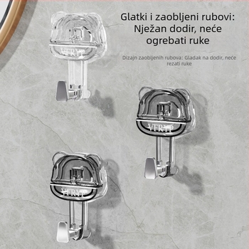Kuka s usisnom čašom u obliku medvjeda, prozirna plastika, bez bušenja, snažna za kuhinju i kupaonu