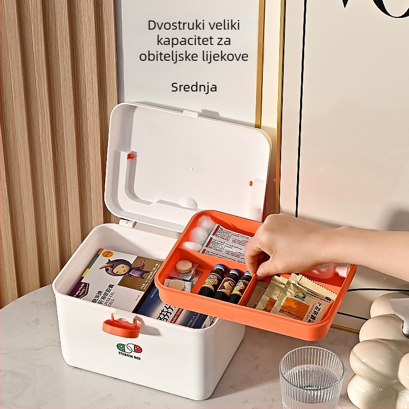 Kućna ljekarna s velikim kapacitetom, višeslojni organizator lijekova, prenosna