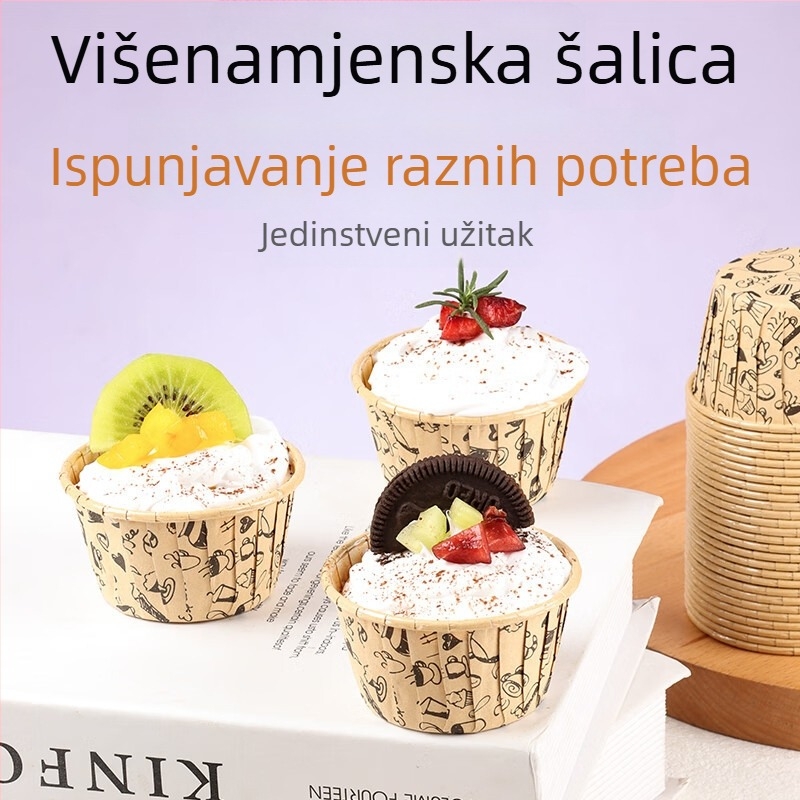 Set od 100 laminiranih papirnatih kalupa za kolače s rolanim rubom, otporne na masnoću, za kućnu pećnicu