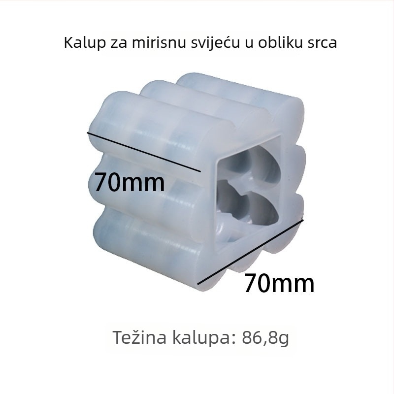Silikonska forma sa srcolno-kubnim oblikom za svijeće i ukrasne deserte; pogodna za DIY epoksidnu smolu, gips i mousse dekoracije