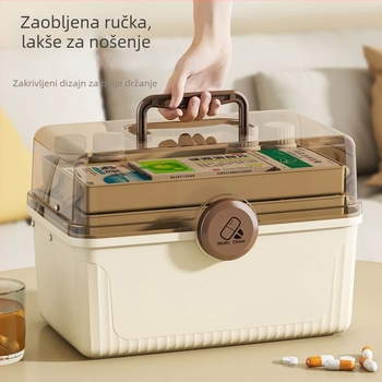 Kutija za lijekove za kućnu upotrebu, velika kapaciteta, višestruki pretinci, plastična