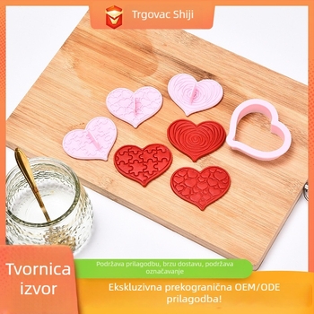 Set keksa u obliku srca s kalupom, otiskom i držačem, od plastike za hranu