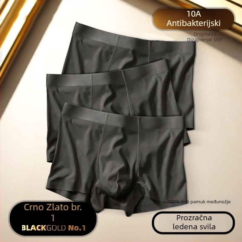 Ice Silk muške bokserice, tanke za ljeto, bezšivne, prozračne, grafitne boje