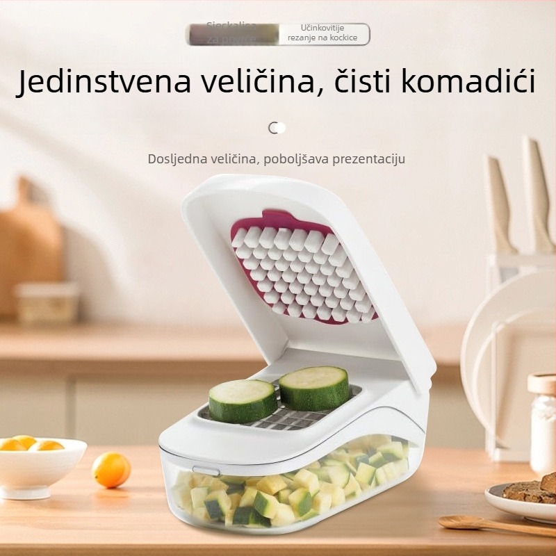 Višenamjenski kuhinjski rend i rezač za sjeckanje luka na kockice te rezanje voća i povrća na ploške