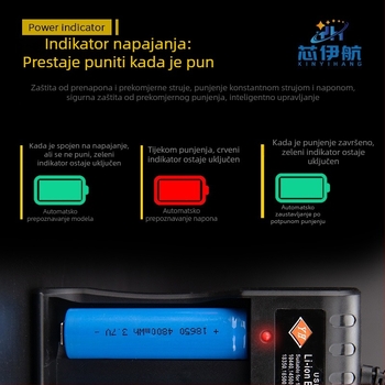 Punjač litij-ionske baterije 18650 s četiri utora, USB brzo punjenje, kompatibilan s 14500 i 3.7V–4.2V