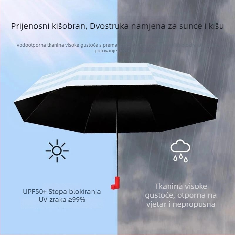 Karirani crveni nos karikatura kišobran od vinila UV zaštita za kišu i sunce Apple Meow