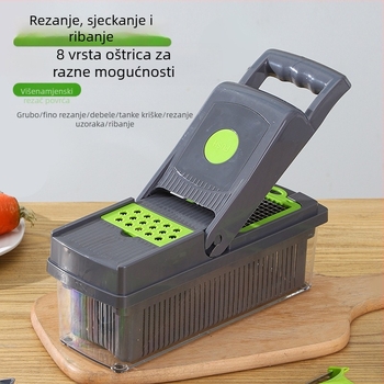 14-dijelni set višenamjenskog rezača za povrće s pritiskom, za rezanje i ribanje krumpira