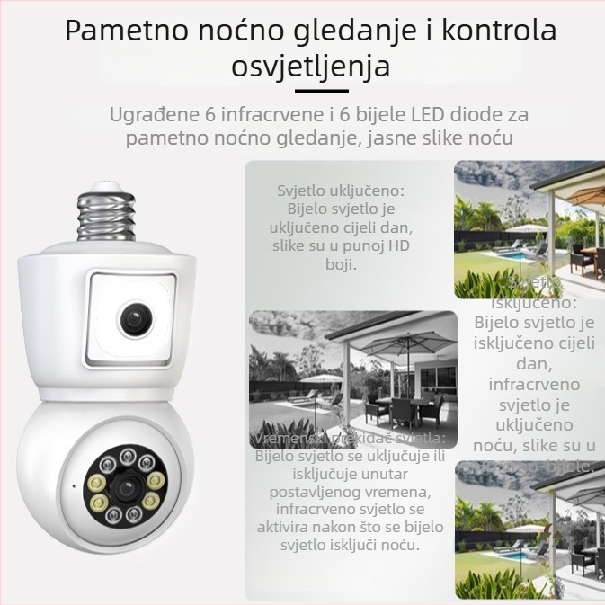 Kamera žarulja s dvostrukim objektivom, ICSEE, 3 MP, kuglični zglob