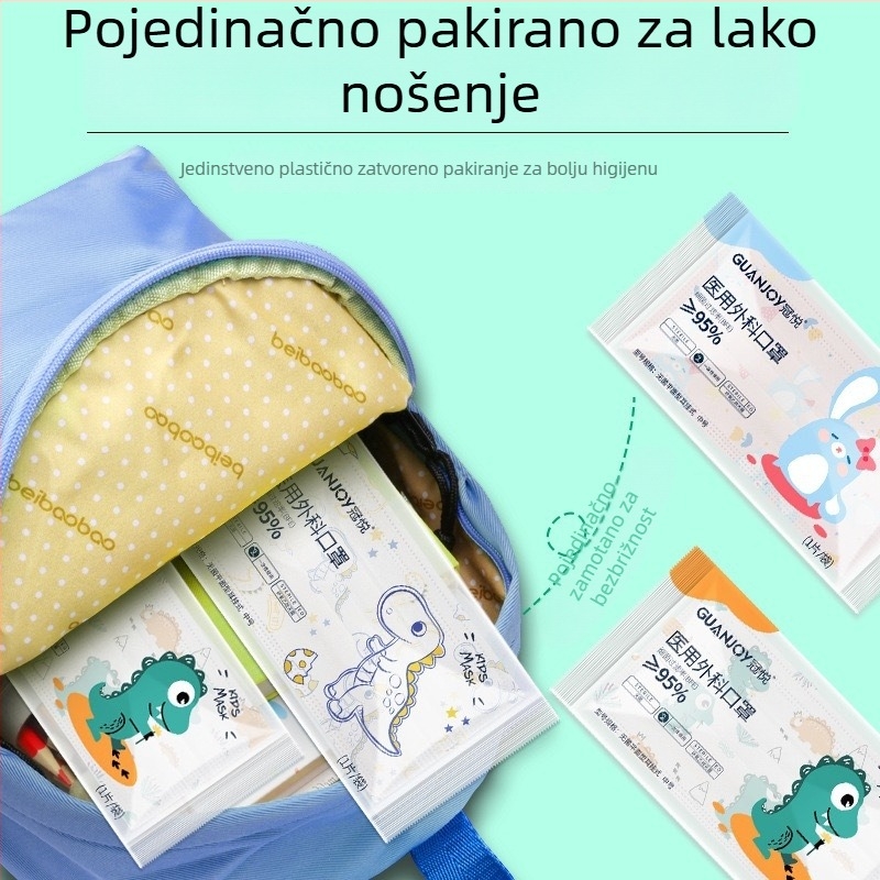 Trostruka medicinska kirurška maska, prozračna i zaštita od prašine, individualno zapakirana, za odrasle