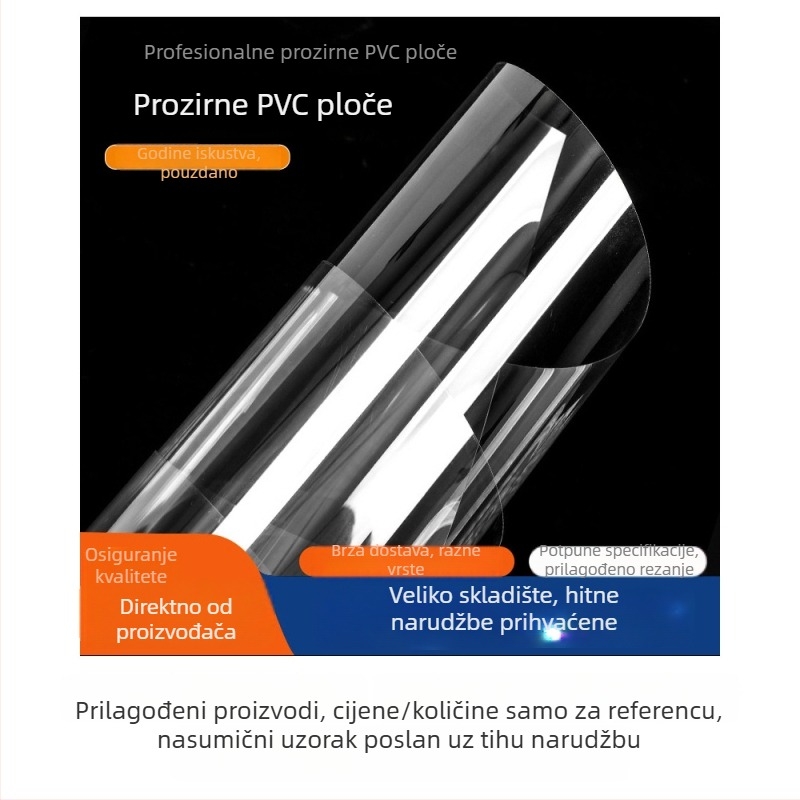 Prozirna PVC ploča s PET laminom, visoka prozirnost, otporna na habanje i ogrebotine, prilagodljiva