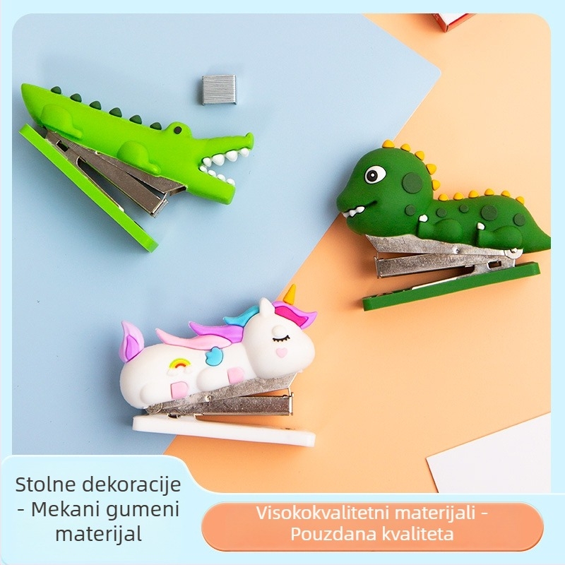 Nova mini spajalica od PVC s mekanom gumom i slatkim dizajnom dinosaura, pogodna za učenike