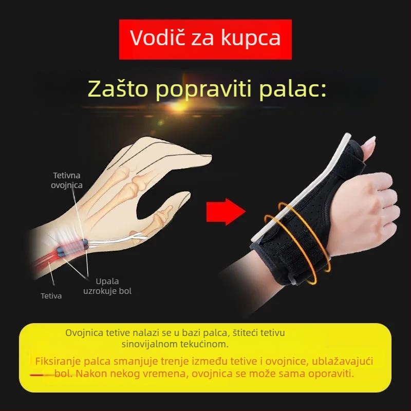 Zaštitnik zapešća s stabilizatorom prsta i palca, podrška tetive, zaštitna rukavica za korištenje miša