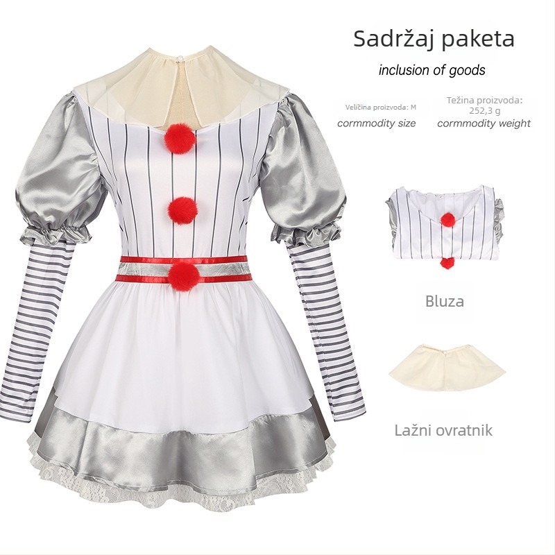 Ženska haljina za klauna za Halloween – puni cosplay komplet