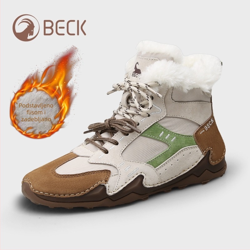 Beck/ram Ženske kožne čizme za snijeg s flecom, debeli topli zimski čizmi, svakodnevni stil
