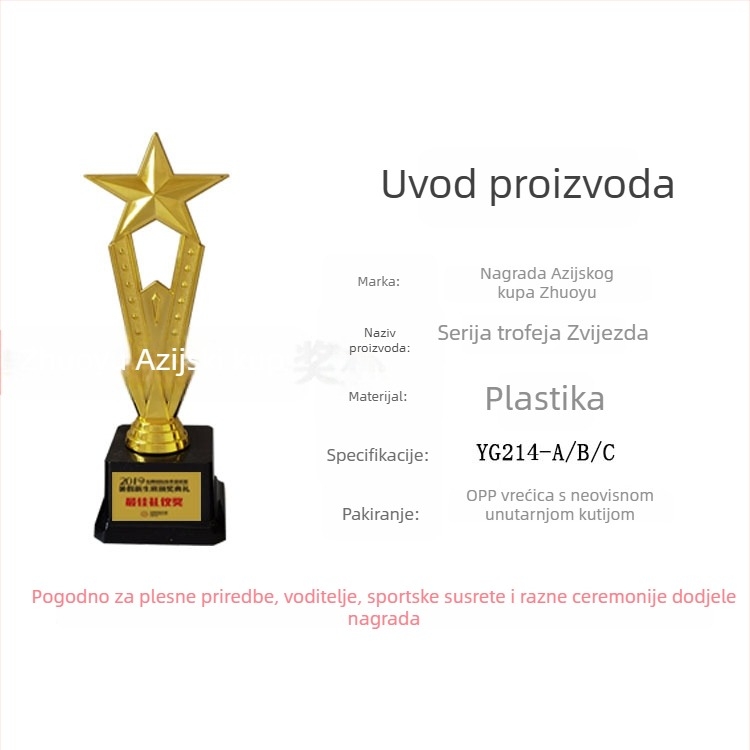 Višenamjenski trofej za ples, glazbu, vodstvo, abakus i mentalno računanje, utrke balans biciklima i druge natjecanja